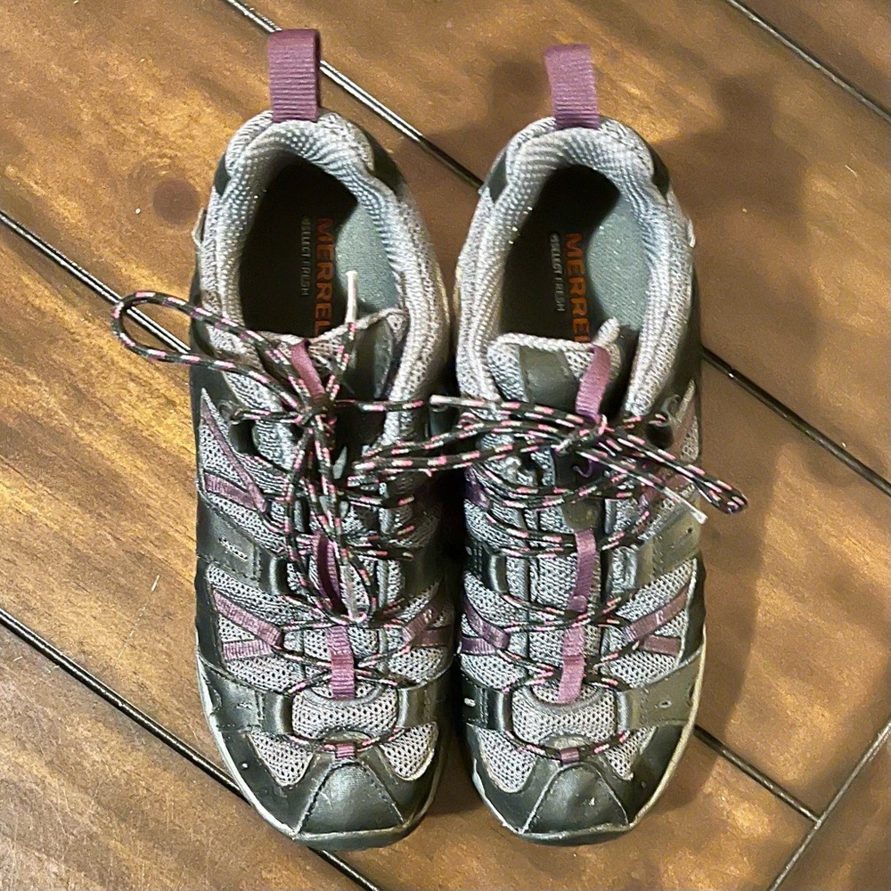 Merrell Gray and Purple Women's Trail Athletic Shoes